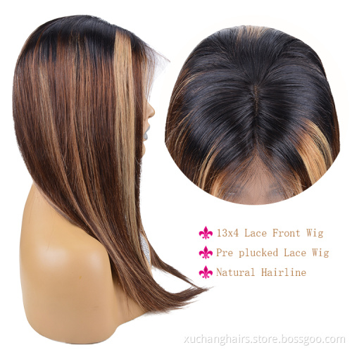 Usexy Popular Star Human Wig Wholesale Raw Indian Hair Straight Highlight Honey Blonde Lace Frontal Wig For Women